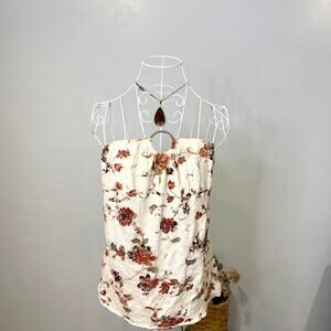 Stunning vintage y2k cream floral ring sleeveless off the shoulder going out top